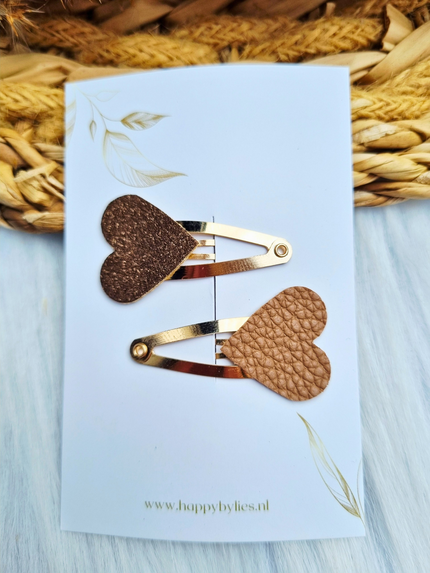 Leatherlook haarspeldjes dua hart