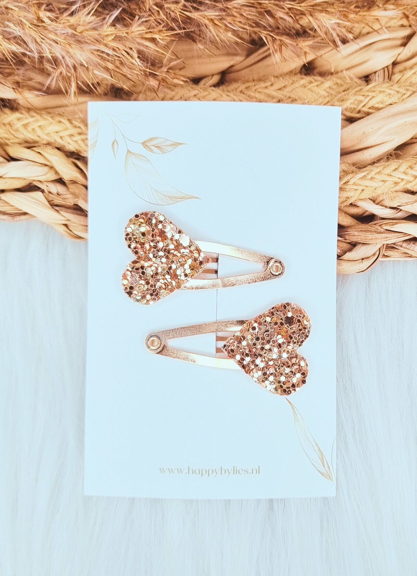 Haarspeldje Hart glitter goud 2 stuks