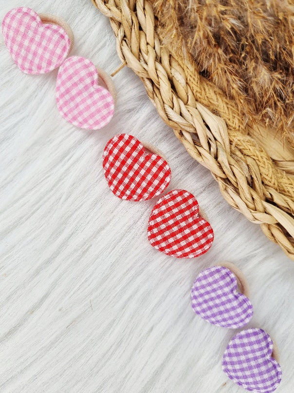 Mini haarelastiekjes Hart ruitjes 2 stuks
