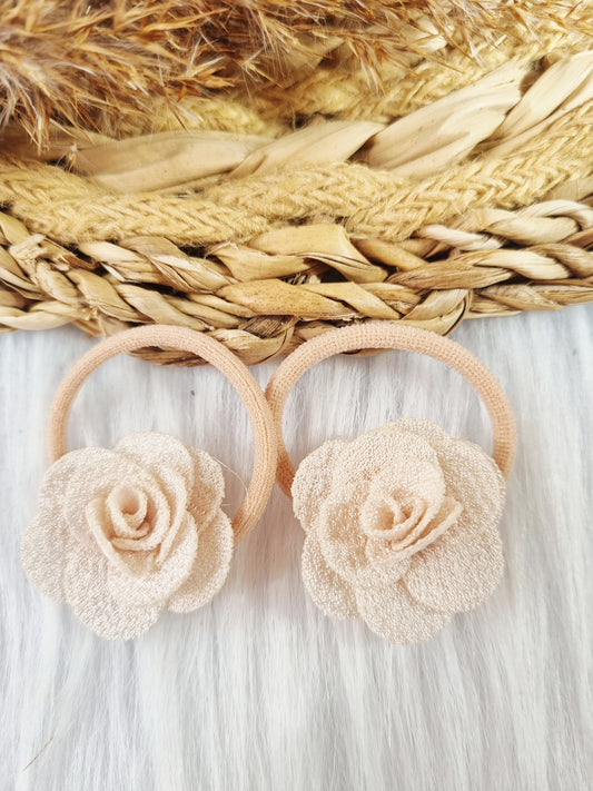 Mini haarelastiekjes Roos beige 2 stuks