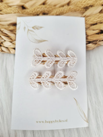 Haarspeldje Aligator hearts wit 2 stuks