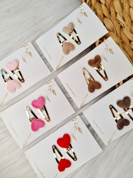 Haarspeldje Hart bont 2 stuks