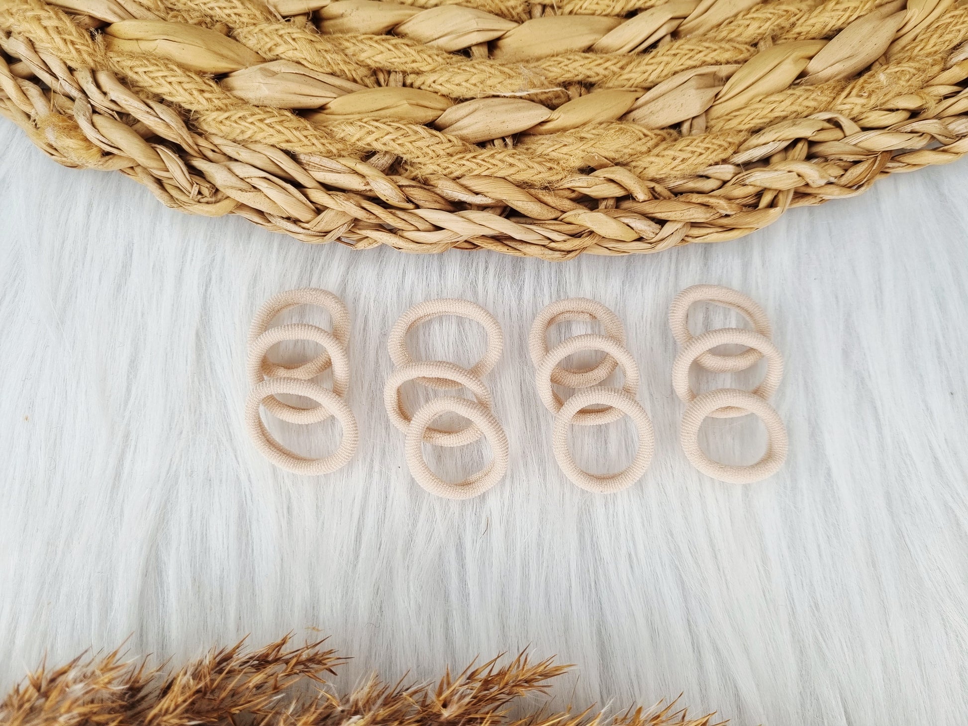 Mini haarelastiekjes beige 12 stuks