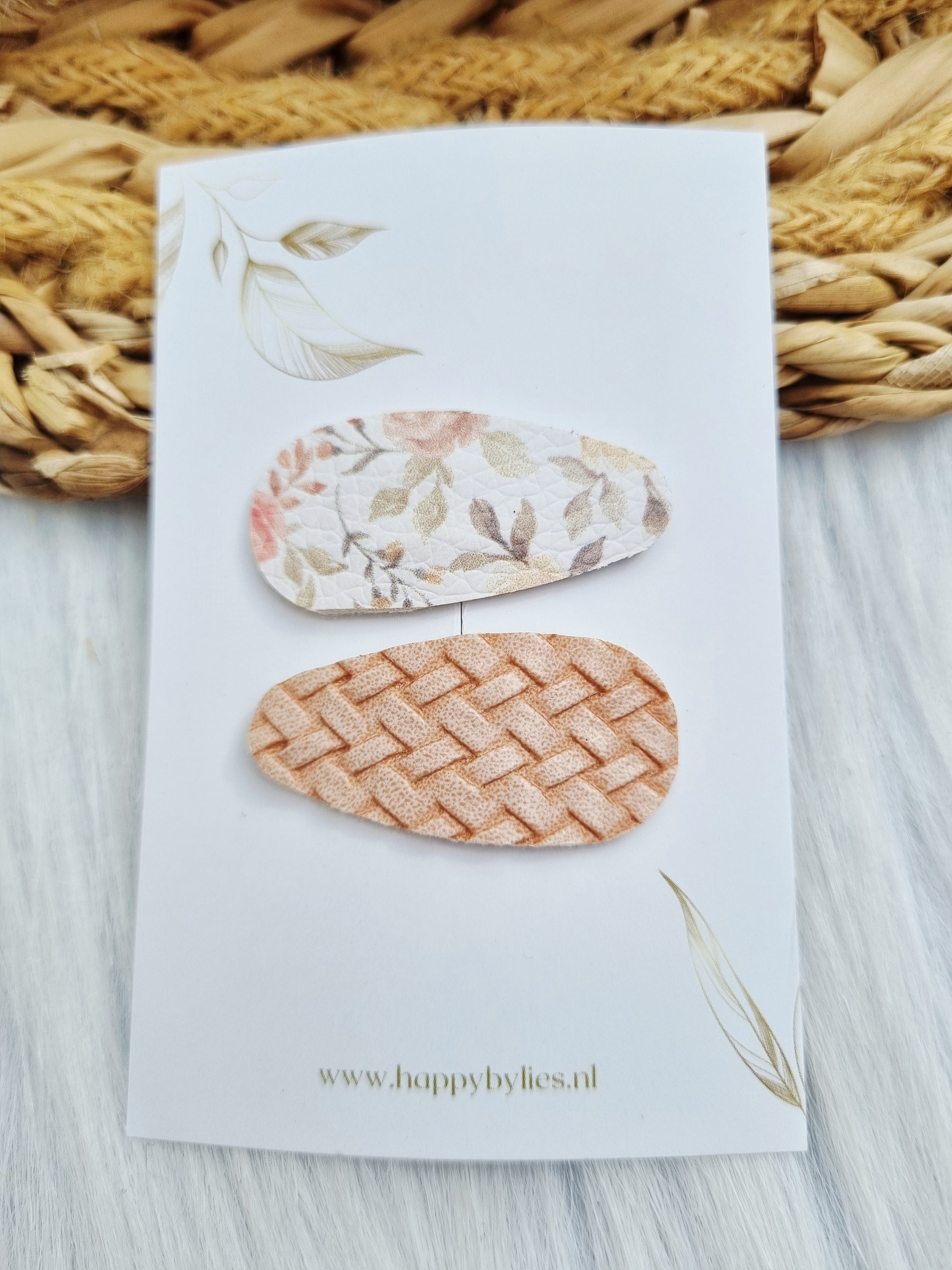 Leatherlook haarspeldjes Joy ovaal