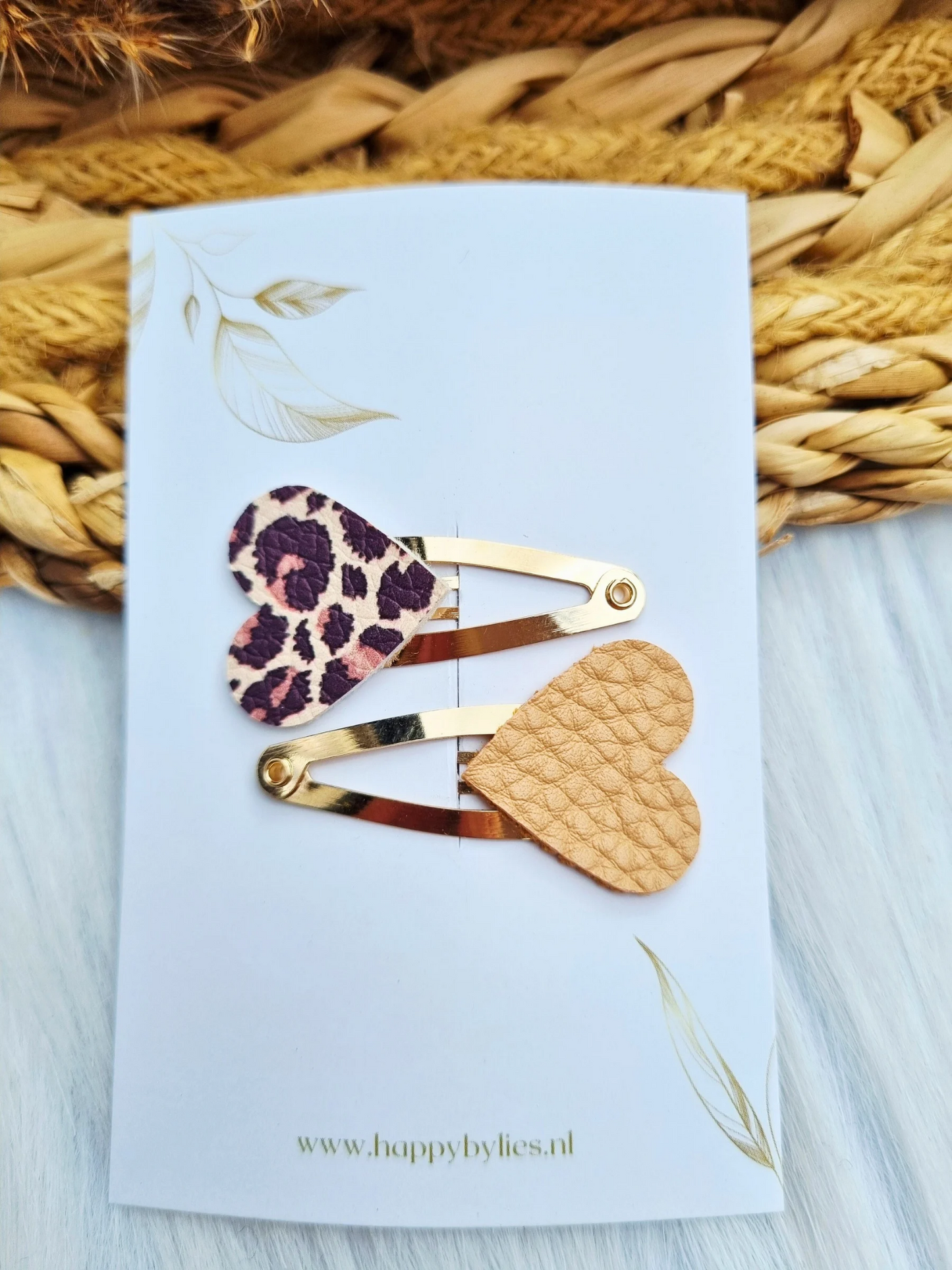 Leatherlook haarspeldjes pip hart