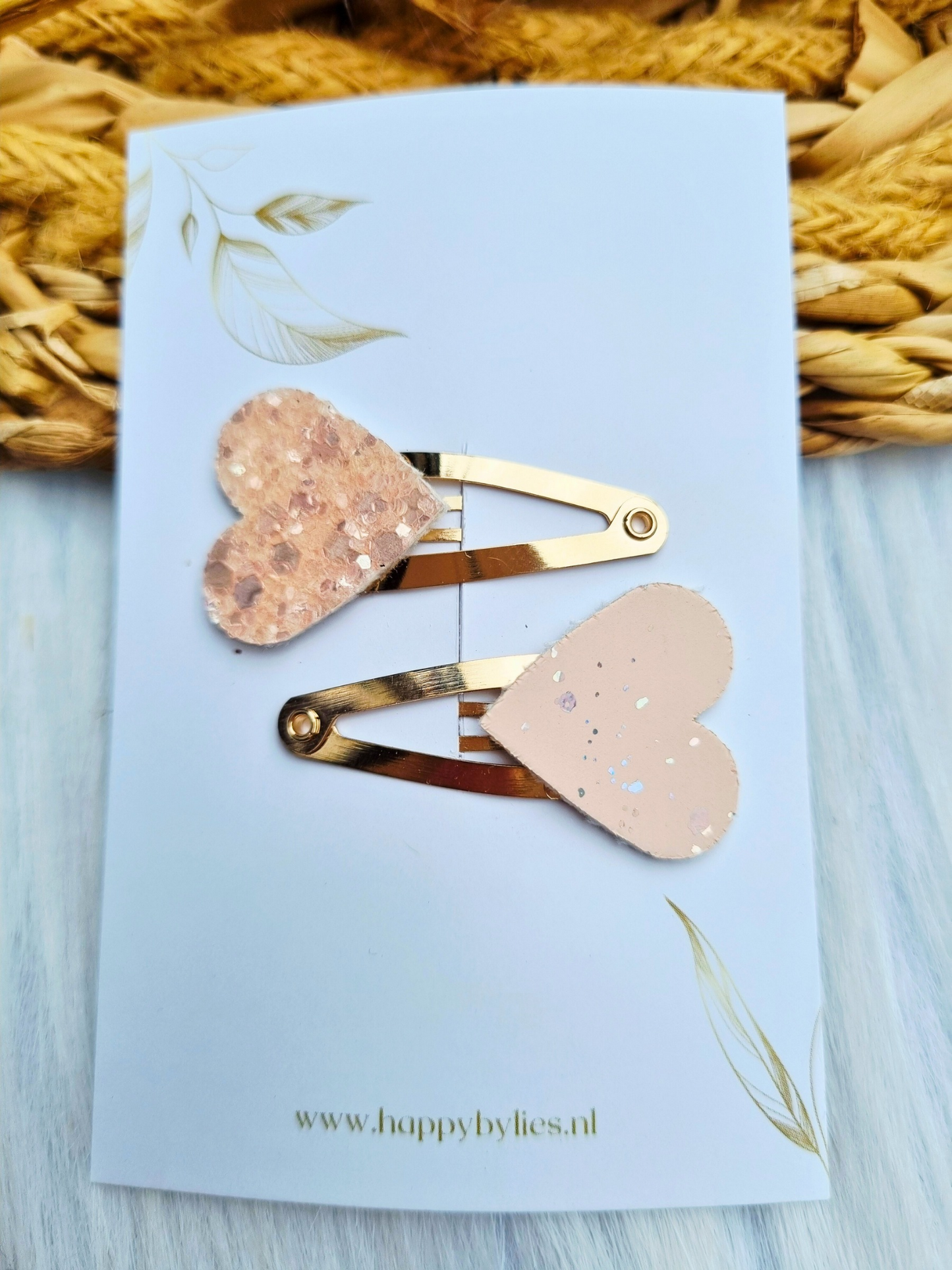 Leatherlook haarspeldjes Jet hart