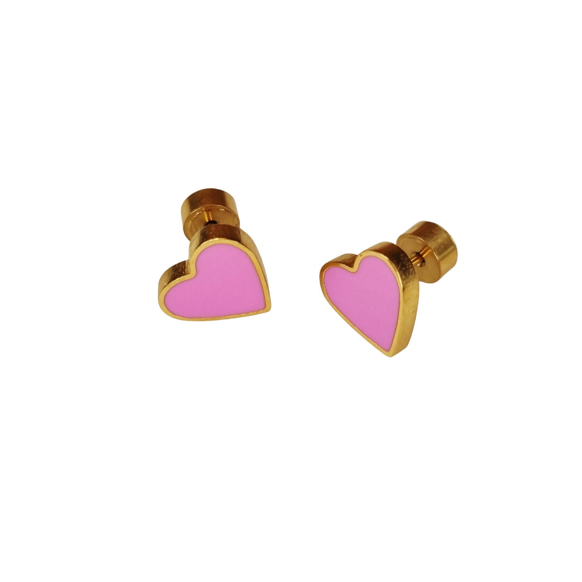 Kinderoorbellen Hart goud Roze