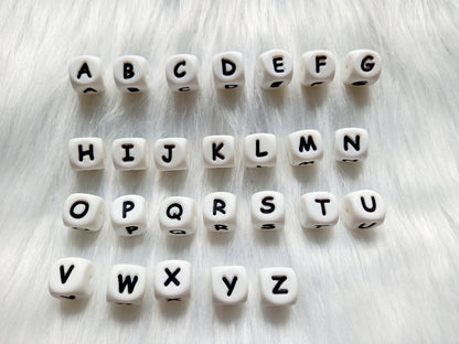 Witte siliconen letter kralen, diy, bpa vrij