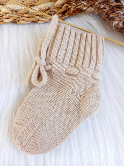 merino baby slofjes beige, zachte babyslofjes, merino wol