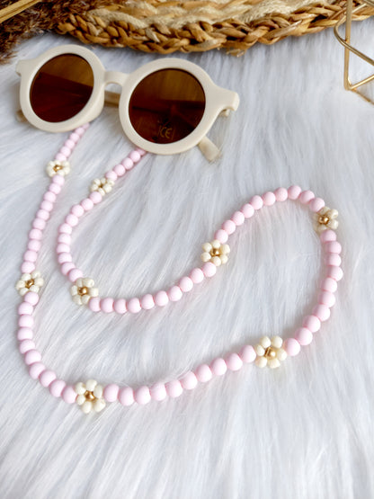 Dit mooie zonnebrillenkoord kan niet ontbreken voor de zomer. Zonnebrilkoord daisy light pink